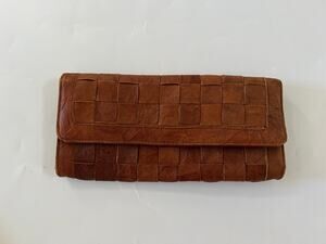 Warehouse Brown Braided Leather Wallet Clutch Boho Western Coastal Fairy